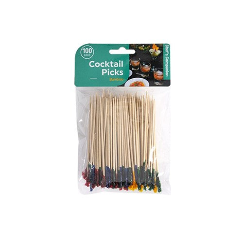 Cocktail Bamboo Picks with Color Tip 100 Pack 10cm