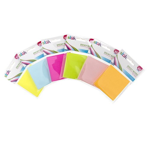 1pc Note Sticky 76x76mm 100sheets 6 Assorted Colors