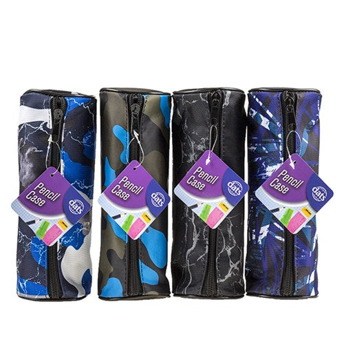 1pc Pencil Case 1 Zip Round Boys 75x75x210mm Assorted Colors