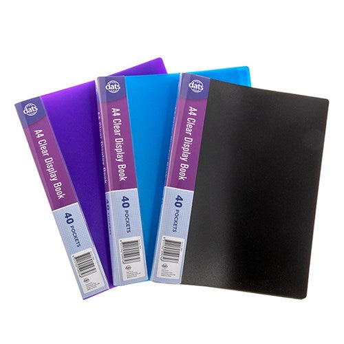 1pc Clear Book PP Cover A4 40 Pockets Assorted Colors