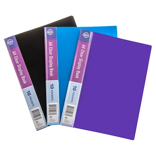 1pc Clear Book PP Cover A4 10 Pockets Assorted Colors