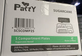 5 Compartment Sugarcane White Disposable  Party Wedding Bday