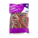 Band Rubber 100g Mixed Cols Mixed Sizes