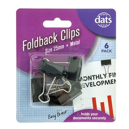 1pack Clip Foldback Black Silver 25mm 6pcs