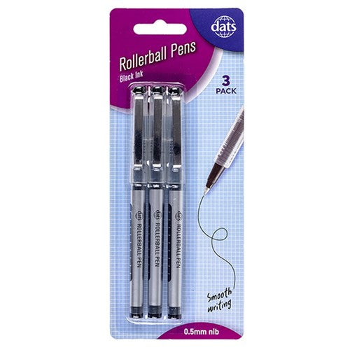 1pack Pen Rollerball 3pcs Black Ink
