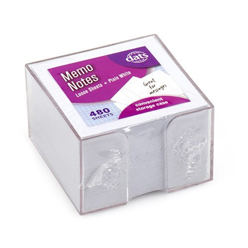 Note Memo Loose 480 Sheets White in Clear Case