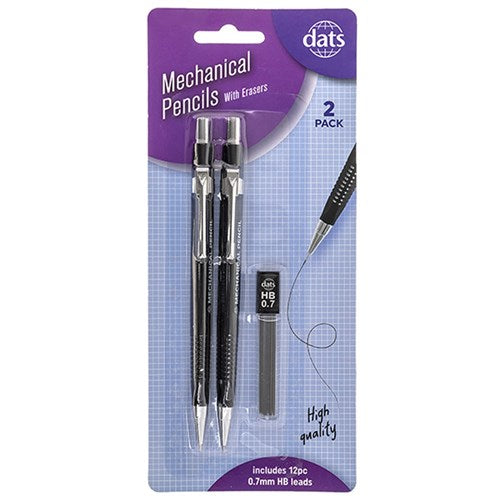 Pencil Mechanical HB 2pcs w 12x0.7mm Refills Tri Barrel