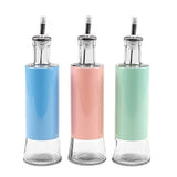 Glass Oil Bottle w Coloured Metal Coating 320ml 3 Asstd