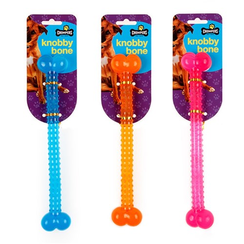 1pc Dog Toy Knobby Bone 28cm TPR 3 Assorted Colors