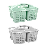 Basket w Handle 3 Section Plastic 2 Asstd Cols