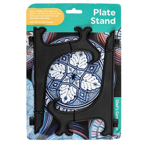 Folding Plastic Plate Stand Black 2 Pack 19cm