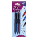 Pen Ballpoint Retractable Prem w Grip 3pk Mixed B/B/R Ink