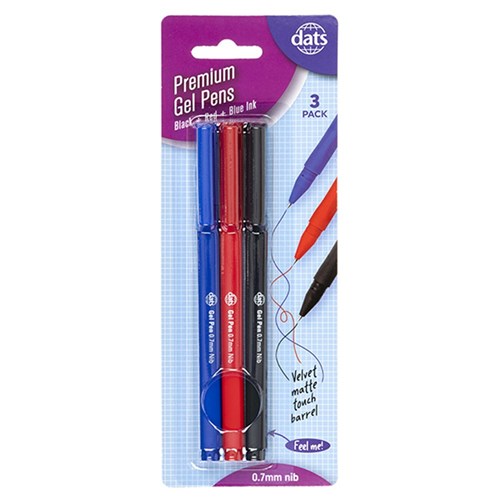 Pen Gel Premium 3pcs Mixed Black Blue Red Ink MatteBarrel