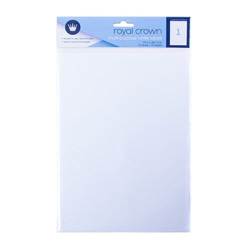 Label White A4 1 Per Sheet x 10 Sheets Total 10pcs