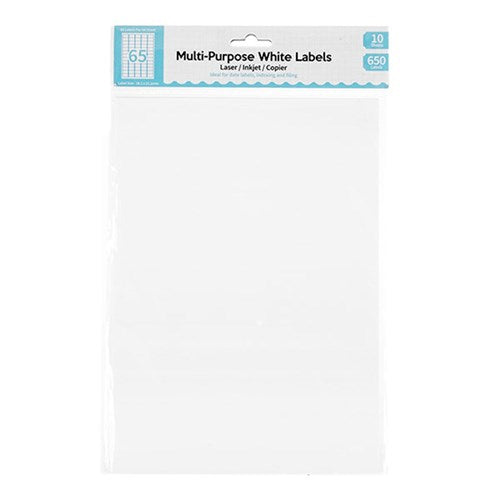 Label White A4 65 Per Sheet x 10 Sheets Total 650pk