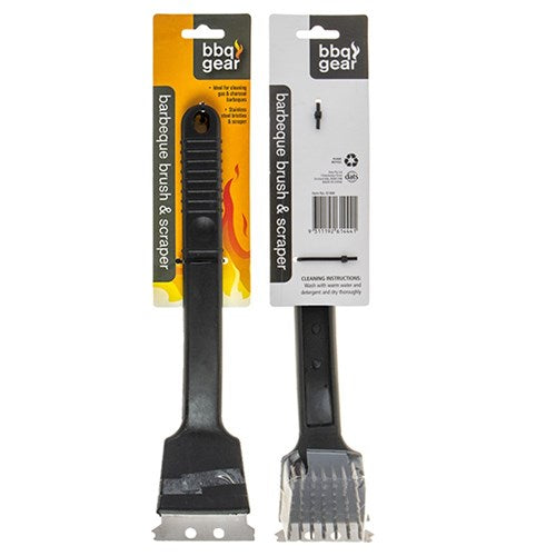 1pc BBQ Brush with Scraper PP Handle 29.5cm Assorted Designs