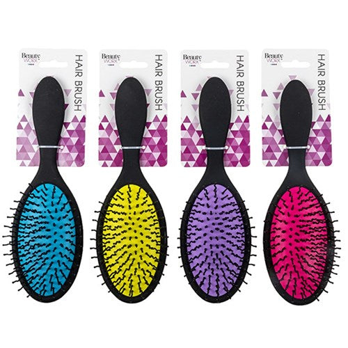 1pc Hair Brush Oval Cushion Assorted Colors 22.5cm