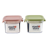 Storage Canister w Lock Lid Col 500ml 2 Asstd 11x11x8.5cm