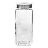 Glass Jar Square w S/Steel Lid 1350ml 9x9x22cm