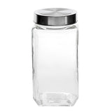 Glass Jar Square w S/Steel Lid 1000ml 9x9x18cm