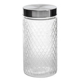 Glass Jar Diamond Des S/Steel Lid 1500ml 11.3x22cm