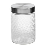 Glass Jar Diamond Des S/Steel Lid 1000ml 11.3x16.7cm
