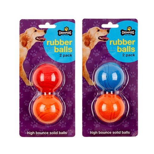 1 Pack Dog Toy Solid Rubber Balls 2pk