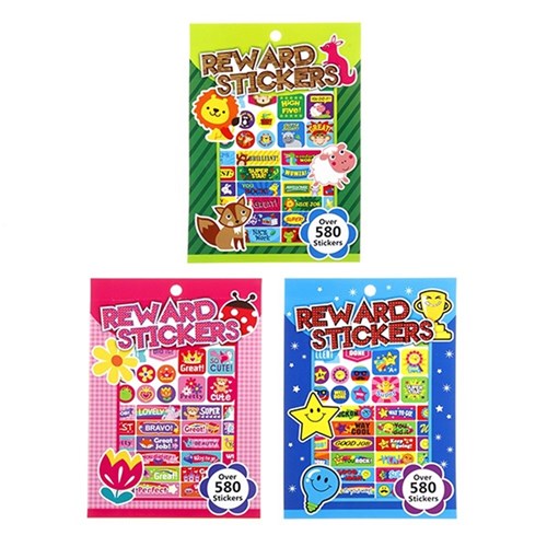 1pc Kids Stickers Reward Book 580pc 3 Assorted Colors