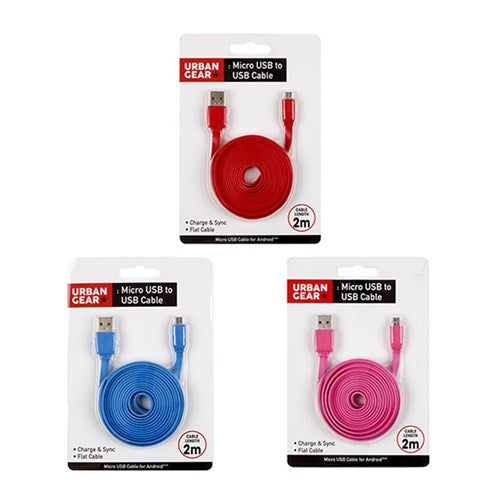 1pc Micro USB Charge Cable 2m Assorted Colors