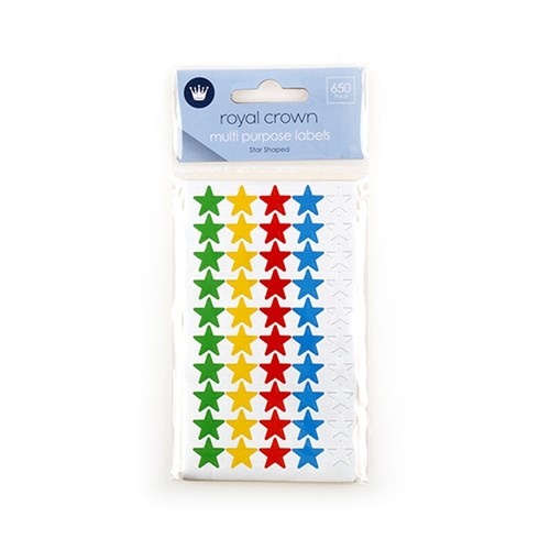 Labels Multi Purpose Asst Col Star 650Pk 11mm