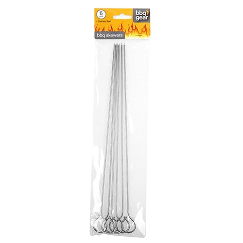 BBQ Skewers Metal 6 Pack 30cm Stainless Steel