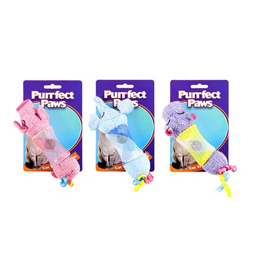 1pc Cat Toy Mesh Tube Style Animal 3 Assorted Colors