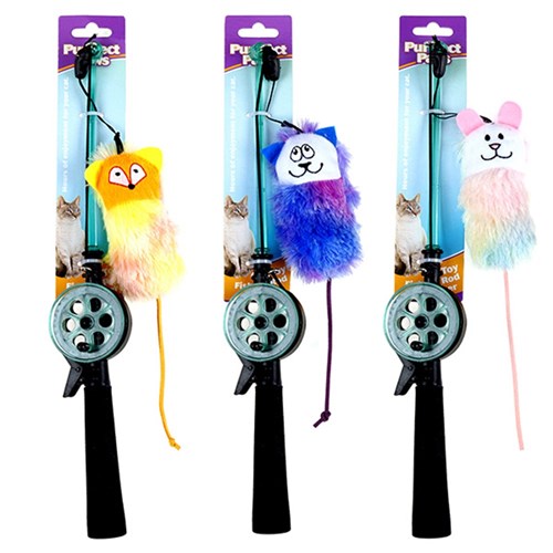 1pc Cat Toy Teaser Fishing Rod L35cm 3 Assorted Colors
