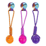 1pc Dog Rope Toy w TPR Ball L40cm 3 Assorted Colors