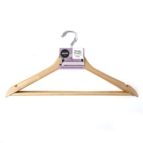Hanger Wooden Suit 5pk 44.5x1.2x23cm