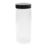 Glass Jar Spotted Des w Black Lid 11x11x27cm 2000ml