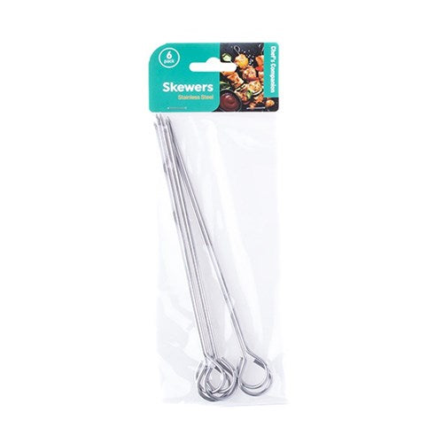 Metal Skewers 6 Pack 20cm Stainless Steel
