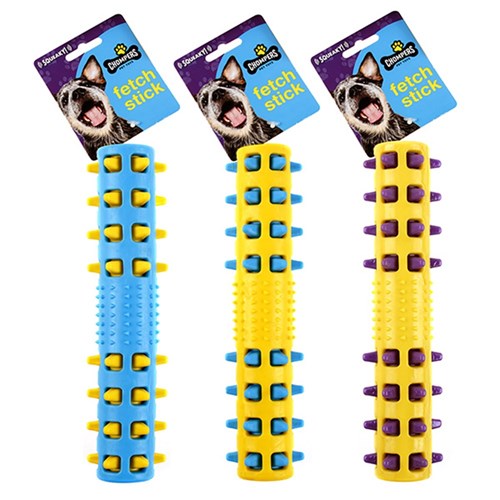 1pc Dog Toy Squeaky Spike Fetch Stick 22.5cm 3 Assorted Colors