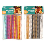 Straws Reusable Straight w Cleaner 4 Asst 24pk 14cm