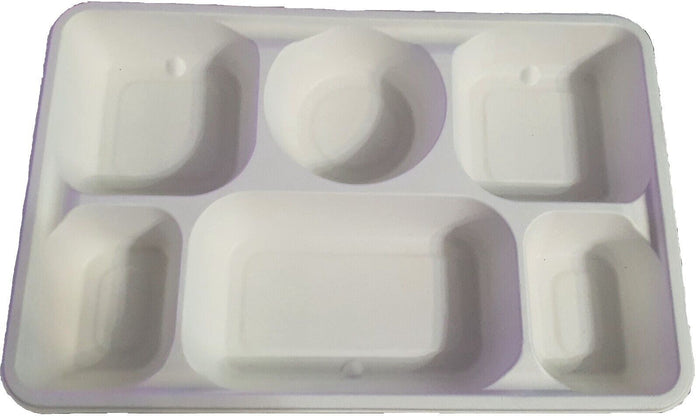 6 Compartment Plates Sugarcane Disposable Party Wedding Cheap Bday