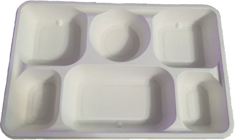 6 Compartment Plates Sugarcane Disposable Party Wedding Cheap Bday
