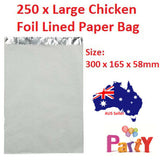 (Long Kebab) 250 Pc Foil Lined Paper Bags Chicken Take Away Chips Bulk