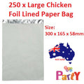 (Large Chicken) 250 Pc Foil Lined Paper Bags Take Away Chips Bulk