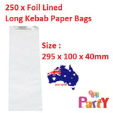 (Long Kebab) 250 Pc Foil Lined Paper Bags Chicken Take Away Chips Bulk